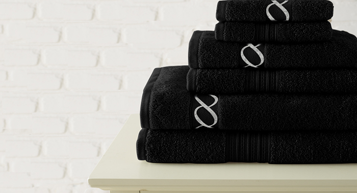 JEWEL TONE EMBROIDERED TOWEL BLACK